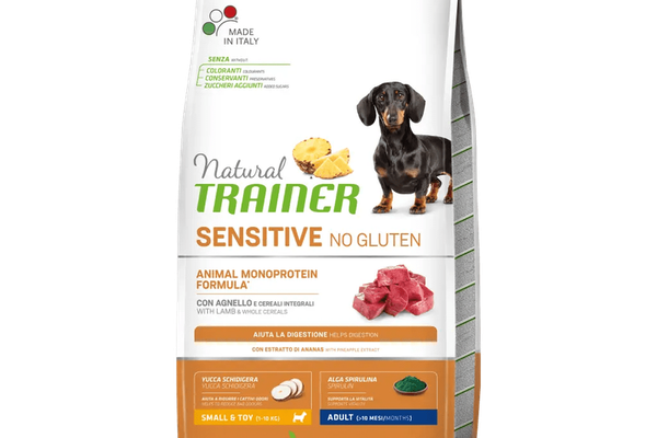 Natural Trainer, Sensitive No Gluten Mini & Toy Adult, Miel si Cereale Integrale, 7 kg