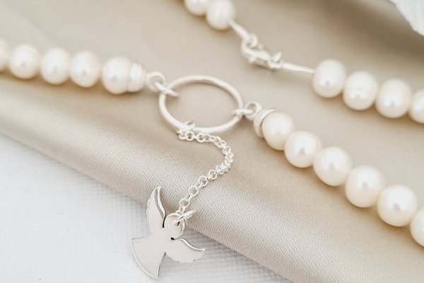 Lantisor cu Perle - Atingere de inger - Model sirag perle cu lantisor in prelungire - Argint 925