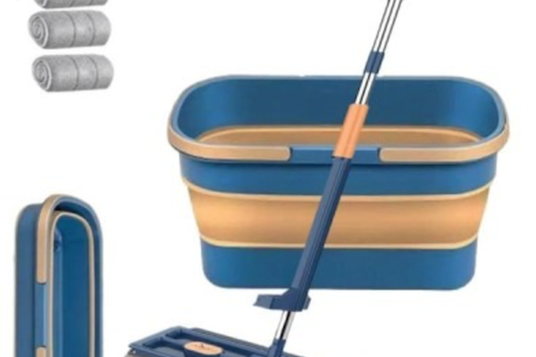 Set Mop cap rotativ si galeata pliabila Albastru / Galben