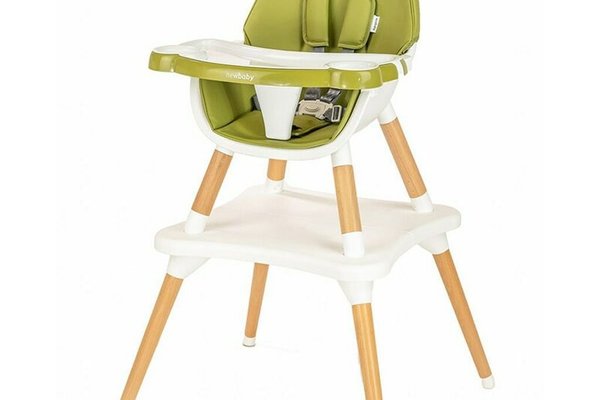 Scaun de masa multifunctional Grace New Baby, din lemn, pentru 6-36 luni, capacitate 15 kg, conform EN 14988:2017-10, culoare verde