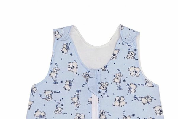 Sac de dormit copii 0.5 tog KidsDecor Loving Bear Blue din bumbac 60 cm