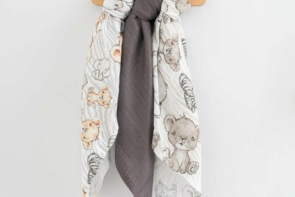 Set de 3 scutece multifunctionale New Baby din bumbac 100%, 70x80 cm, Multicolor