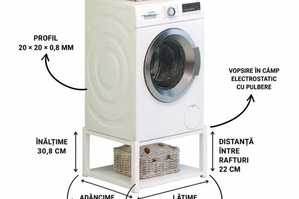 Suport metalic pentru mașină de spălat și uscăto,culoare alb,
