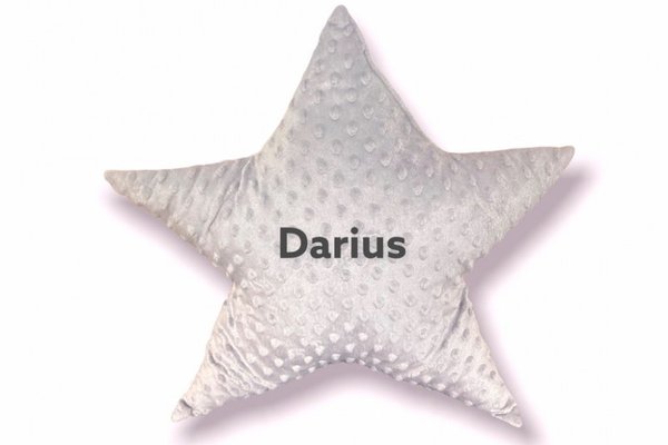 Perna decorativa personalizata Steluta din plus minky gri