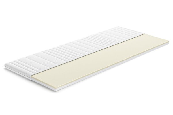 Topper saltea Dual Memory 4+2 cm, cu spumă poliuretanică + memory, husă antialergică și lavabilă, Grosime: 7 cm