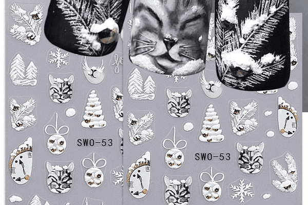 Sticker decor unghii model iarna/Craciun 5D SWO-53