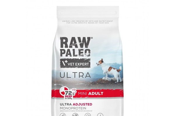 Raw Paleo Ultra Beef Mini Adult, 8 kg - Hrana Completa pentru Caini Mici