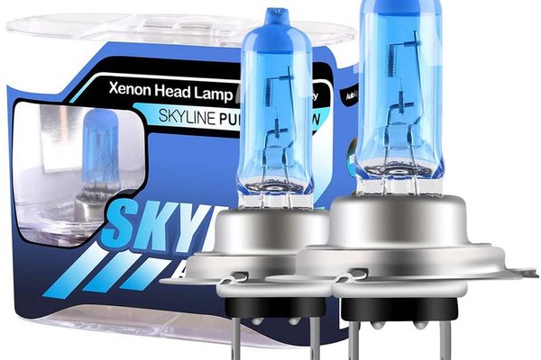 Set 2 becuri Pegasus H7 Skyline Xenon Look auto-tec halogen putere 55W 1500 lumeni temperatura 5000K