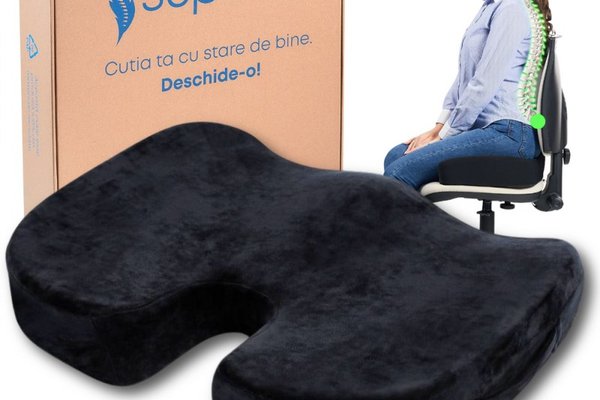 Perna ortopedica pentru sezut si coccis Suporto din spuma cu memorie si cu fermitate extra