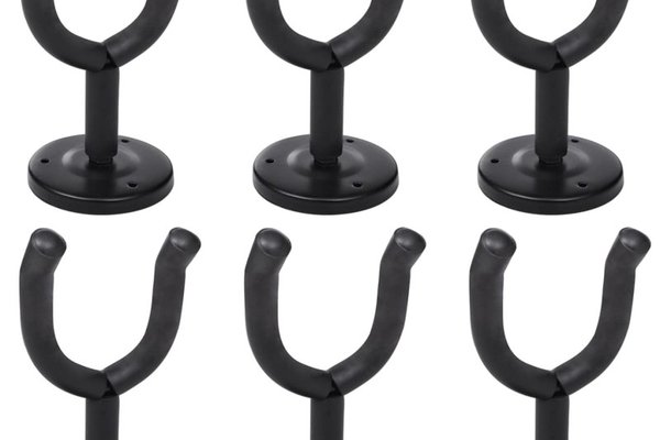 Set de 6 suporturi de perete pentru chitara, otel si spuma EVA, negru