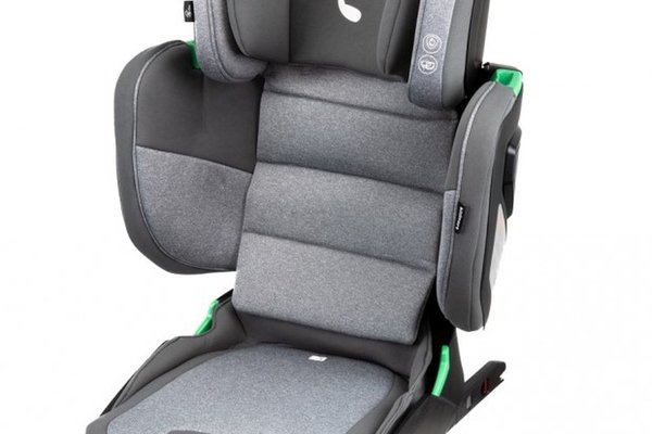 Scaun auto cu isofix pentru copii, Kidnort, model pliabil, cu Tetiera reglabila, 100-150 cm i-SIZE R-129 Mane Gray