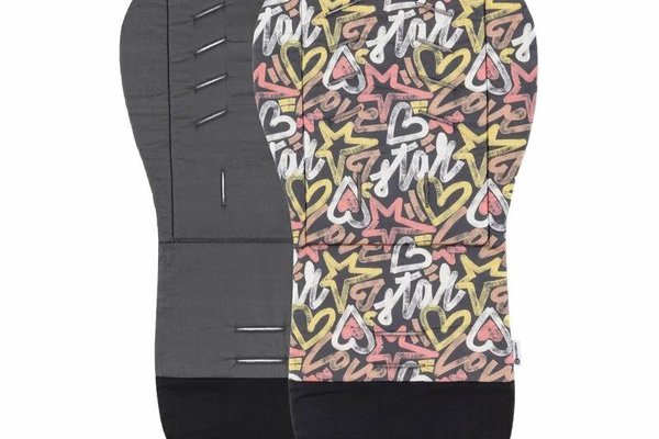Salteluta universala pentru carucior Petite&Mars Foamy, reversibila, din spuma, 86 x 42 cm, gri/multicolor