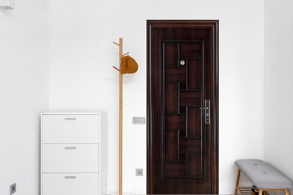 Usa metalica de intrare ELITE-07 maro cu deschidere stanga, dimensiuni 86 x 205 cm