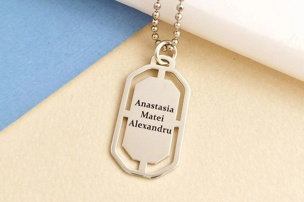 Lant barbatesc - Modern Army Tag - Personalizat nume - Argint 925