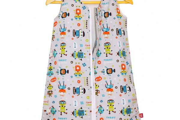 Sac de dormit copii 1 tog KidsDecor Robot Friends din bumbac 110 cm