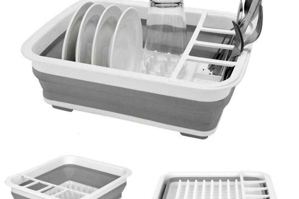 Suport pliabil pentru vase din silicon ALB/GRI