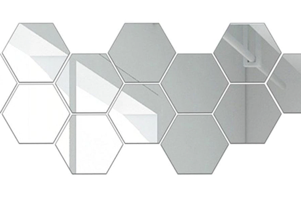 Set 12 Oglinzi Design Hexagon MARI 20x23 - Oglinzi Decorative Acrilice Cristal - Diamant - Fagure 12 bucati/set TA