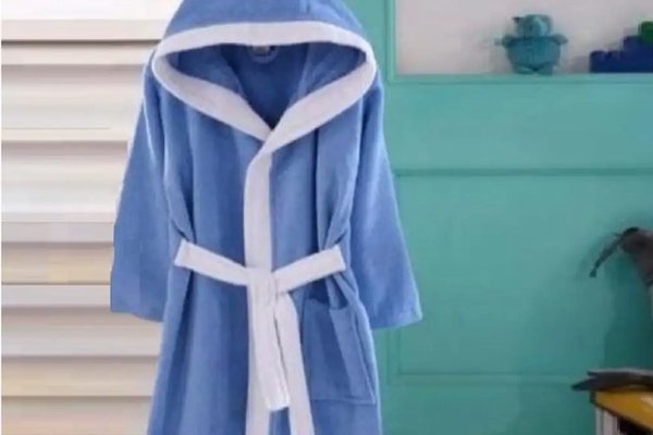 Halate de baie pentru copii din bumbac culoare albastru