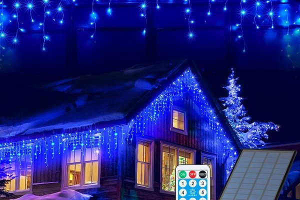 Instalatie Craciun 13 metri cu 300 LED-uri si alimentare solara