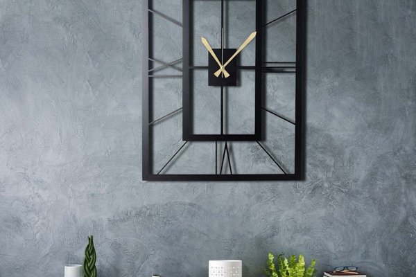 Ceas de perete decorativ din metal November Negru 70x49 cm