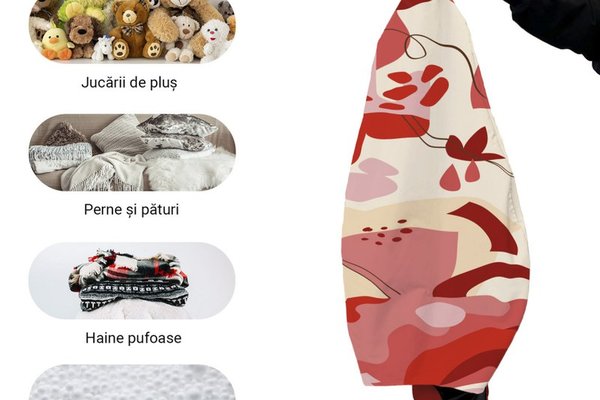 Husa fotoliu Puf Bean Bag tip Para L fara umplutura abstract jungle rosu