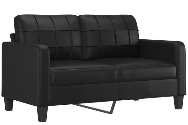 Canapea cu 2 locuri din piele ecologica, neagra, latime sezut 140 cm