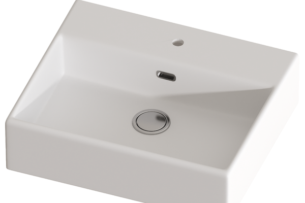 Lavoar pe blat Celesta Urban 50, 50 x 42 x 14 cm, ceramica alba mata, cu orificiu pentru baterie