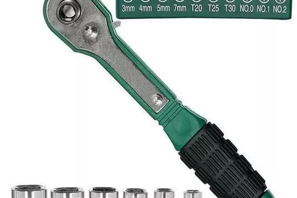 Cheie  8 piese tip clichet  maner VERDE  (10 biti si 6 tubulare 1/4 ) multifunctionala