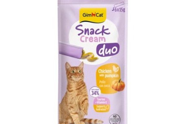 GimCat Snack Duo Cream pentru Pisici Adulte, Pui si Dovleac, 6 x 15 g