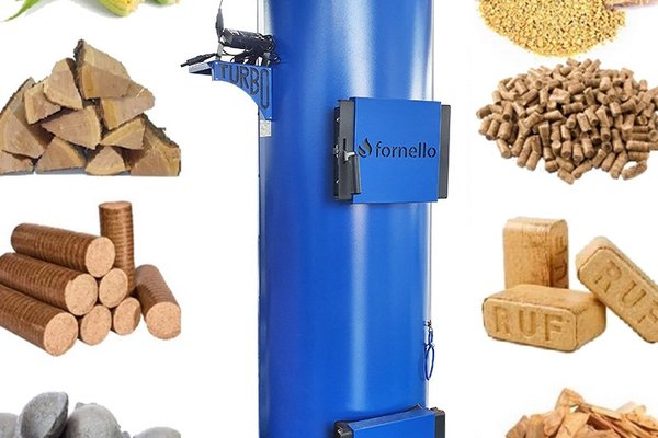 Cazan (centrala) pe combustibil solid tip lumanare Fornello Turbo 50 kW, cu ventilator si automatizare