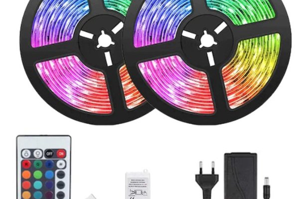 UB Kit banda LED RGB 10 m, 2 x 5 m, telecomanda IR si alimentare 12 V
