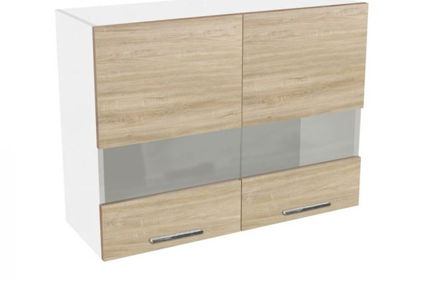 Corp suspendat 80 YANA, 2 usi, geam, corp alb, fronturi sonoma, 80x30x60 cm