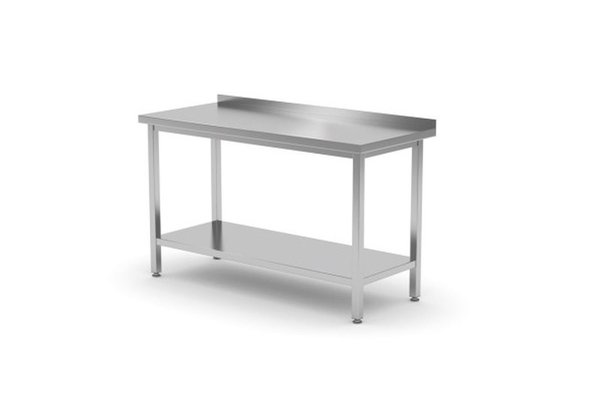 Masa de lucru cu rebord si fixare in perete,adancime 700mm, pregatita pentru asamblare, Kitchen Line, 1400x700x(H)850mm