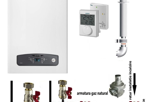 Centrala termica pe gaz in condensare Ariston CARES S 24 kW, clasa A, LCD, model nou, termostat ambient si pachet instalare
