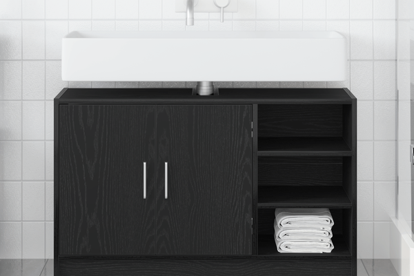 Dulap Chiuveta Modern Stejar Negru 90x29x55 cm din Lemn Prelucrat