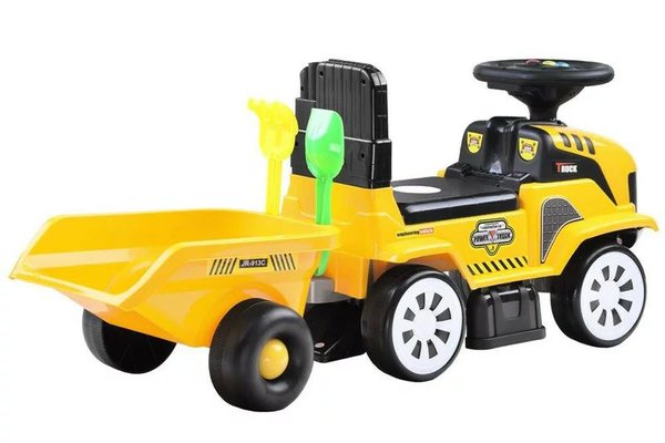 Tractor Jokomisiada pentru copii, cu remorca detasabila si melodii, 18 luni+, Galben