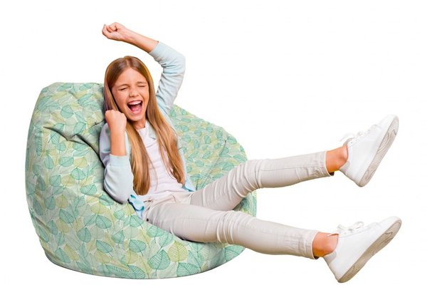 Fotoliu Puf Bean Bag tip Para L frunze verzi si galbene