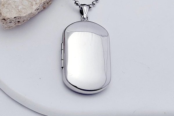 Medalion cu poze in interior - Dog Tag - Argint 925 Rodiat