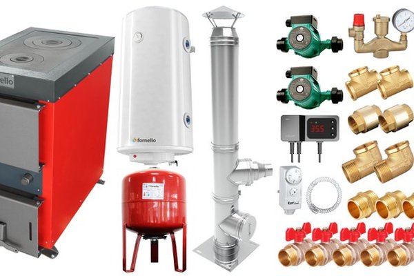 Centrala pe combustibil solid Fornello Rustic KP 20 kW cu plita, accesorii incluse