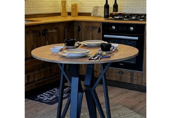 Masa de bucatarie  rotunda nuc negru Ø90 cm