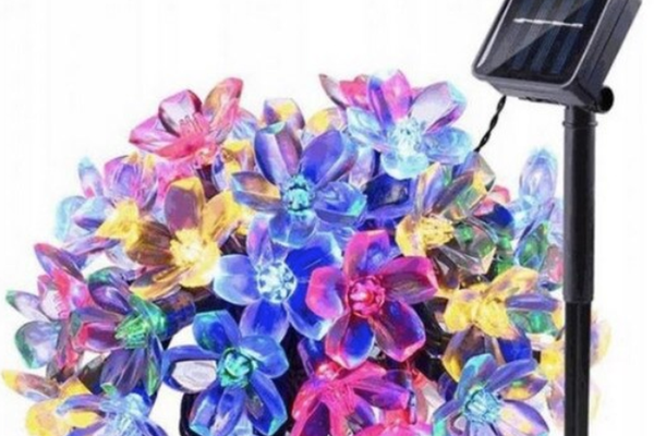 Instalatie solara flori de cires RGB cu 50 led-uri multicolor