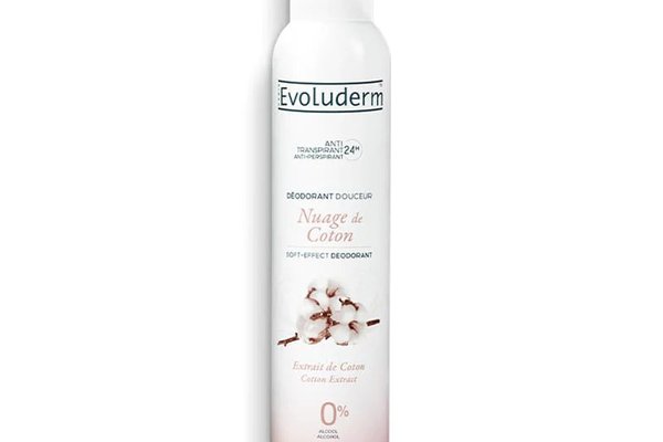 Deodorant antiperspirant 24h cu parfum Nuage de Coton, 200ml, marca Evoluderm