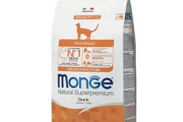 Hrana uscata pisici, Monge Natural Monoprotein Sterilised, Rata, 1.5 kg