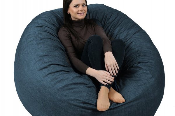 Fotoliu King Size Pufrelax din Denim cu Husa Detasabila si Functie Transformabila in Pat
