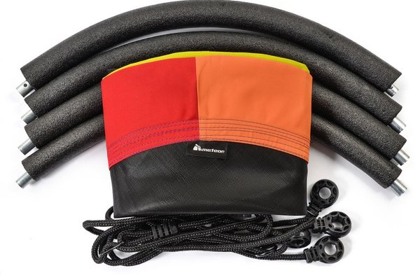 Leagan rotund pentru copii, Meteor, tip cuib de barza, cadrul din metal, tesatura Oxford 600D, YellowOrangeRed, 110 cm