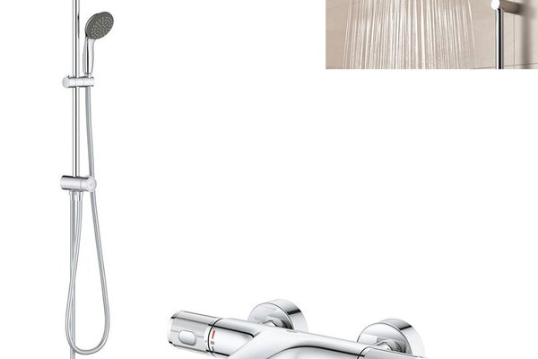 Pachet: Coloana dus Grohe  250,palarie patrata, baterie cada/dus Grohtherm 1000 Performance  (26698000, 34830000  )