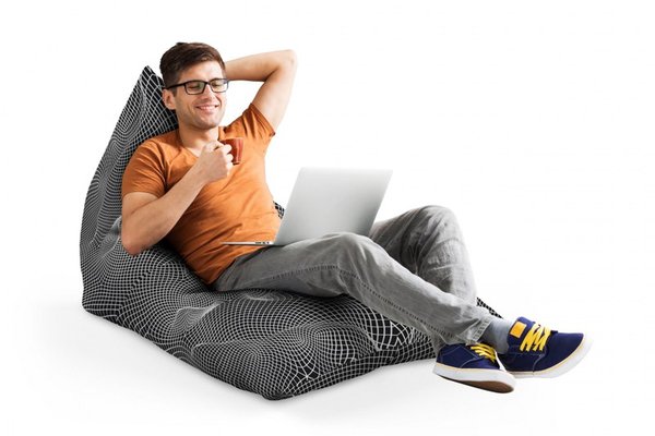 Fotoliu Puf Bean Bag tip Lounge Topografic negru