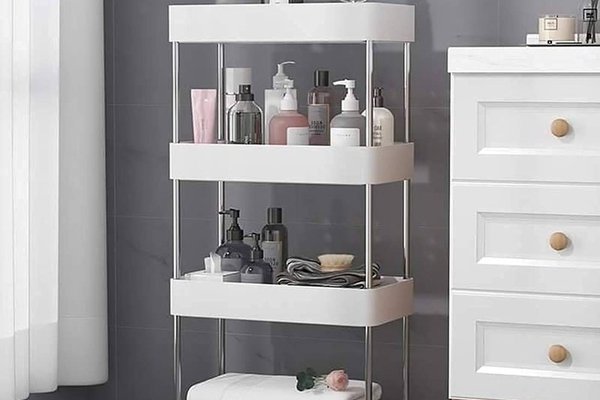 Suport depozitare cu 4 rafturi tip carucior modular pentru baie sau bucatarie
