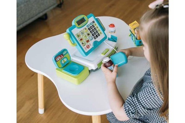 Jucarie educativa, Free2Play, Casa de marcat, Cu aparat de scanat, microfon, cantar si accesorii, Cu diverse sunete, 3 ani+, Multicolor
