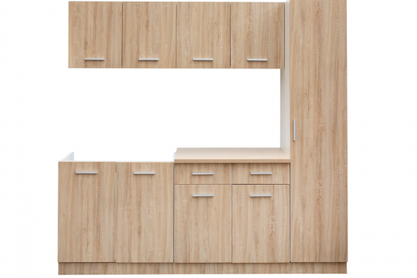 Set bucatarie CORINNE, L 200, 5 corpuri, blat PAL, corp alb, fronturi sonoma deschis